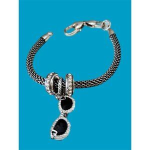 Brighton Beverly Glam 8" Sunglasses Charm Crystal Bead Stopper Bracelet